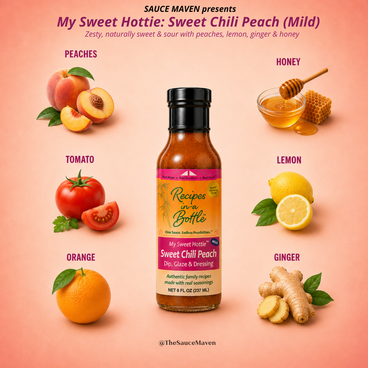 Sauce Maven Gift Set: My Sweet Hottie™ MILD Sauce & Dressing (Sweet Chili Peach)  | Set of (2)